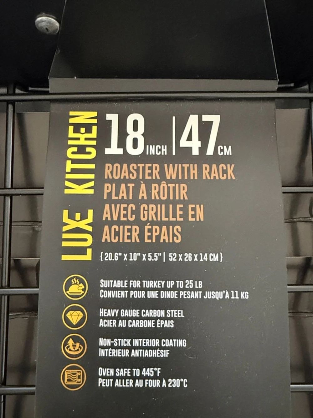 Luxe Black Roaster with Gold Handles and Rack